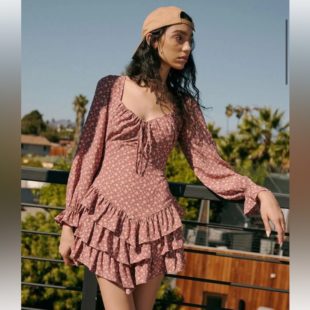 Cottage core floral mini dress
